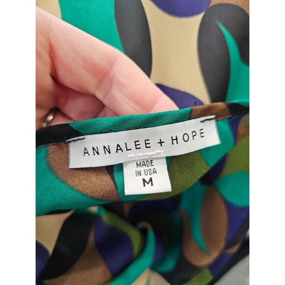 ALK Women's M Annalee + Hope Multicolor Short Sleeve Blouson Shirt Blouse Top - Picture 7 of 9